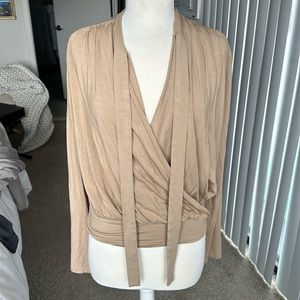 Halston Long Sleeve Open Front Top